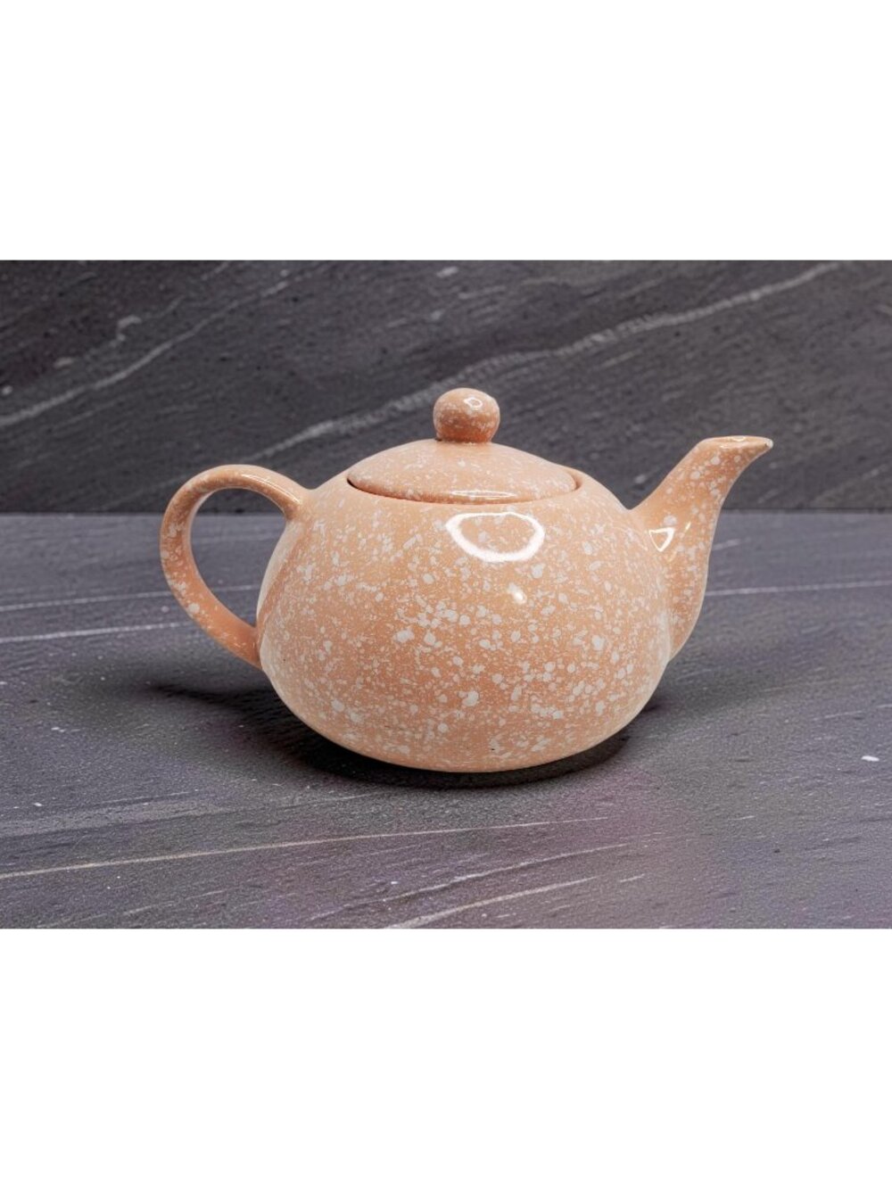 Vintage Peach Speckled Glaze Porcelain Tea Pot